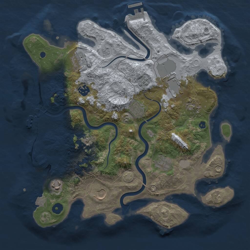 Rust Map: Procedural Map, Size: 3500, Seed: 221887, 15 Monuments