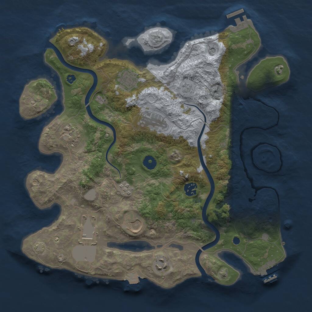 Rust Map: Procedural Map, Size: 3500, Seed: 790806440, 14 Monuments