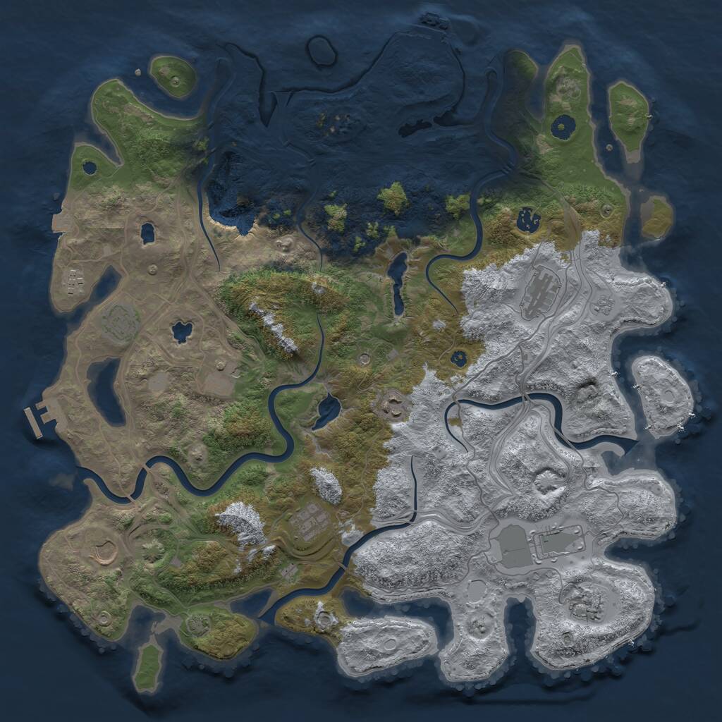 Rust Map: Procedural Map, Size: 4500, Seed: 191597, 16 Monuments
