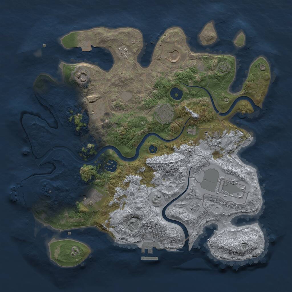 Rust Map: Procedural Map, Size: 3500, Seed: 342857606, 15 Monuments