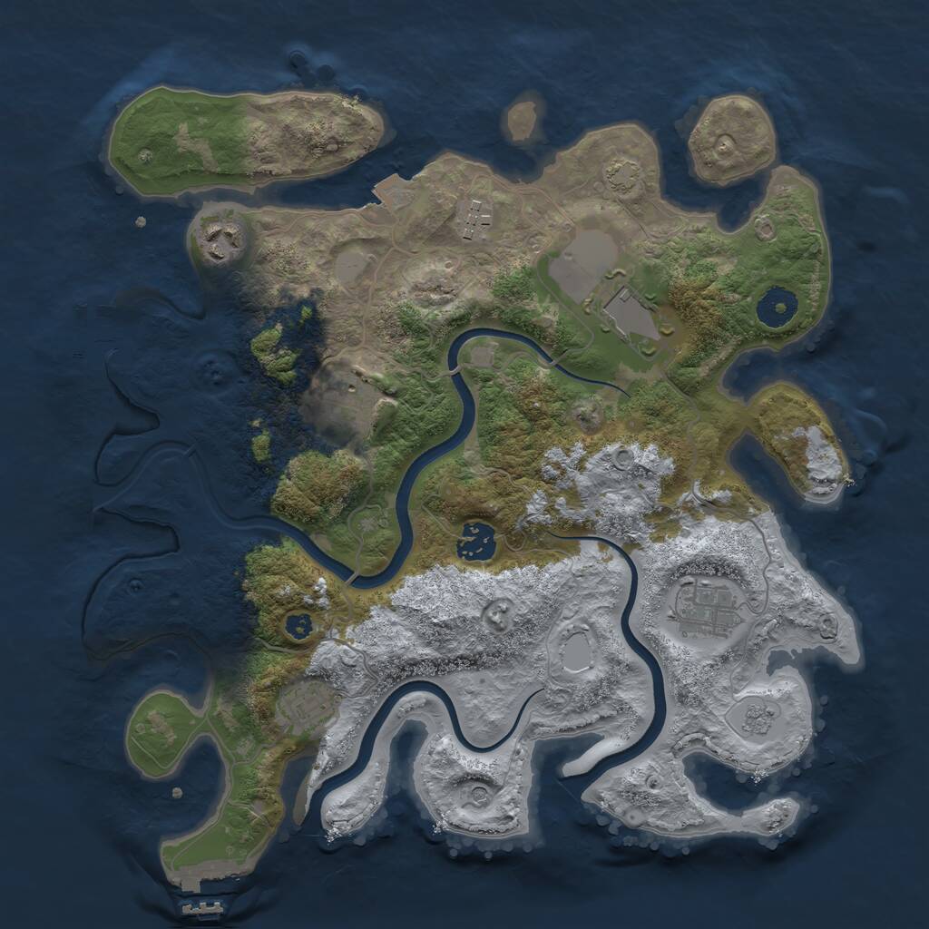 Rust Map: Procedural Map, Size: 3500, Seed: 658897, 13 Monuments