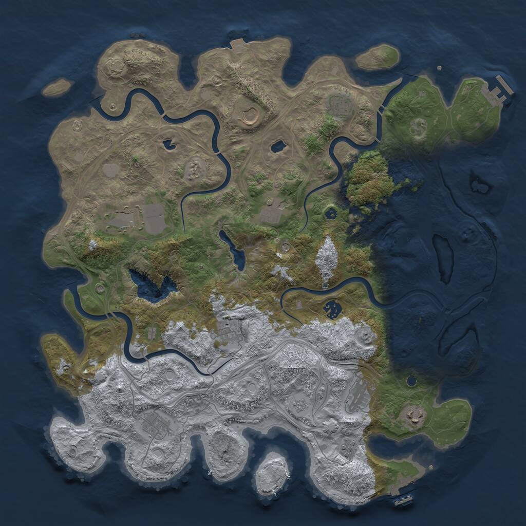 Rust Map: Procedural Map, Size: 4500, Seed: 106755, 16 Monuments