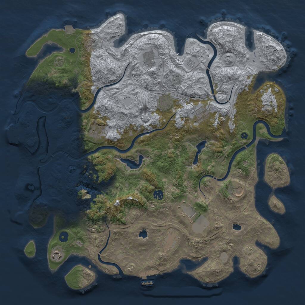 Rust Map: Procedural Map, Size: 4500, Seed: 648984, 16 Monuments