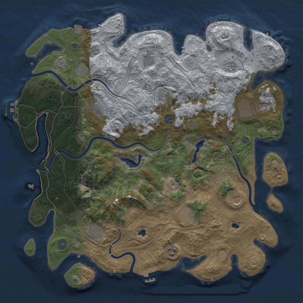 Rust Map: Procedural Map, Size: 4500, Seed: 648984, 19 Monuments