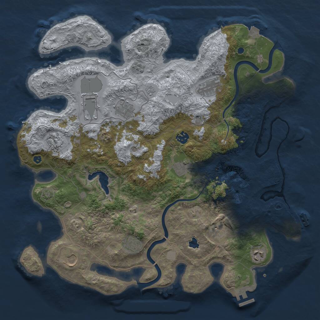 Rust Map: Procedural Map, Size: 4000, Seed: 729610, 17 Monuments