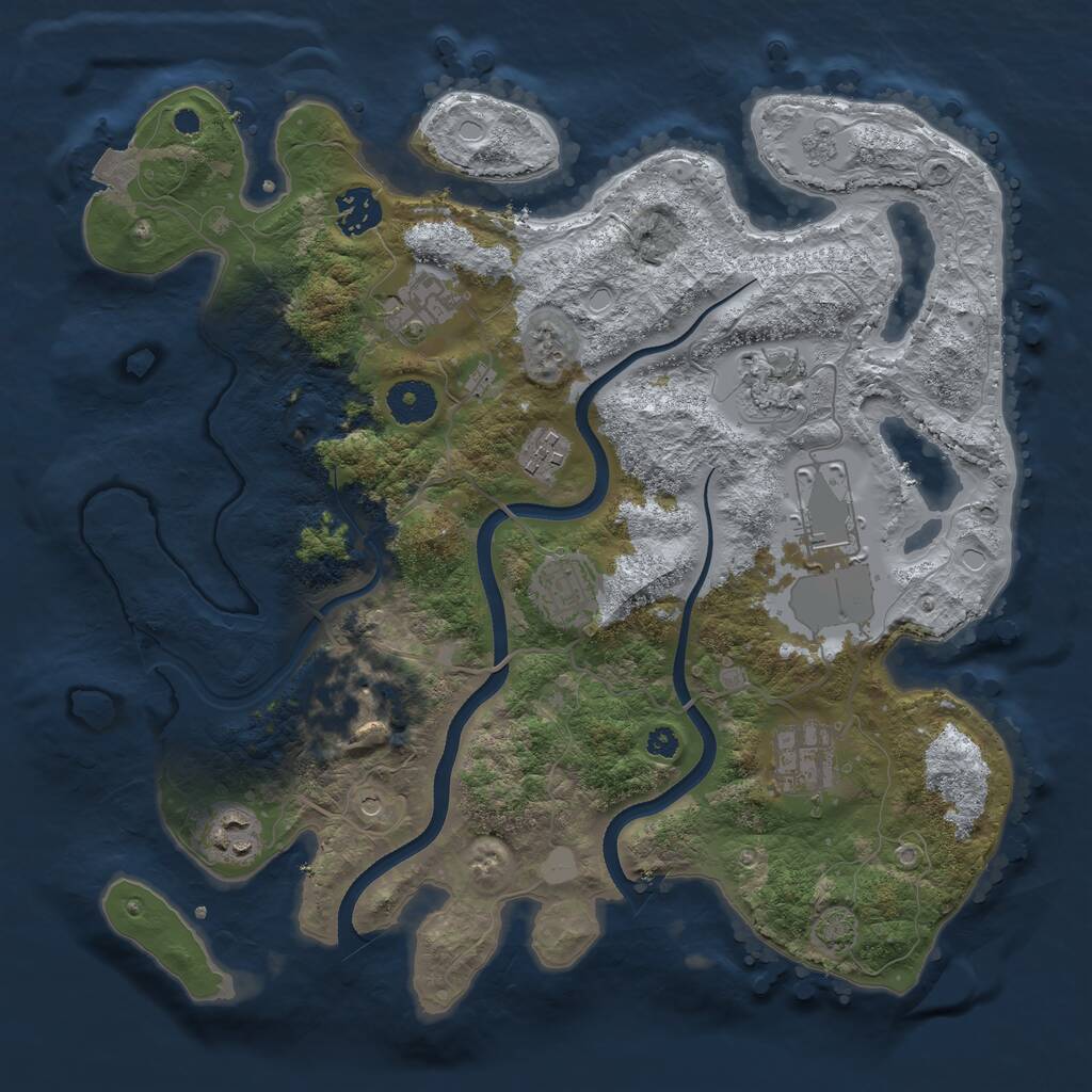 Rust Map: Procedural Map, Size: 3500, Seed: 103056, 13 Monuments