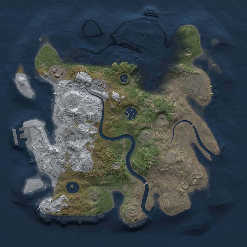 Rust Map: Procedural Map, Size: 3000, Seed: 26677, 12 Monuments