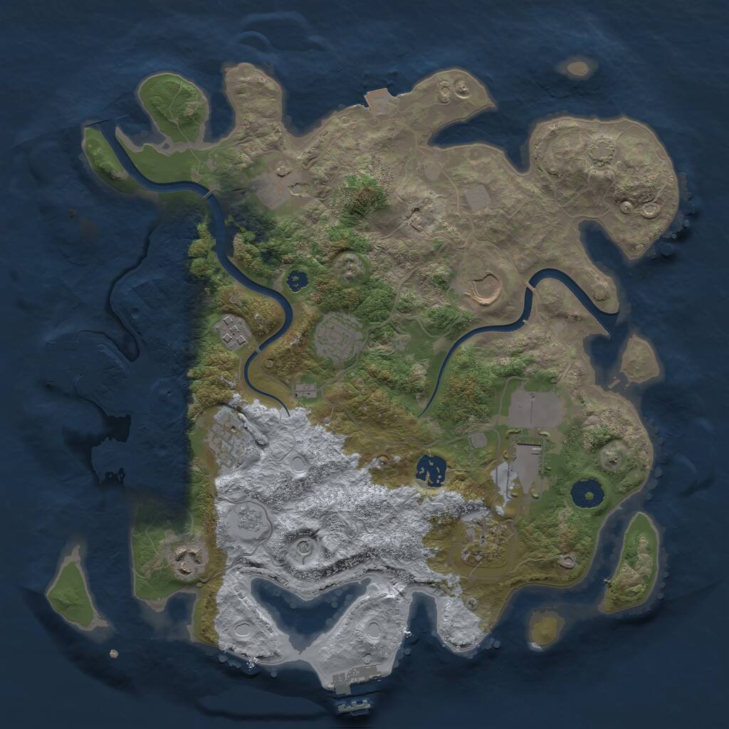 Rust Map: Procedural Map, Size: 3500, Seed: 261815675, 15 Monuments