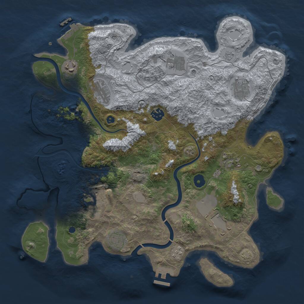 Rust Map: Procedural Map, Size: 3750, Seed: 153770, 16 Monuments
