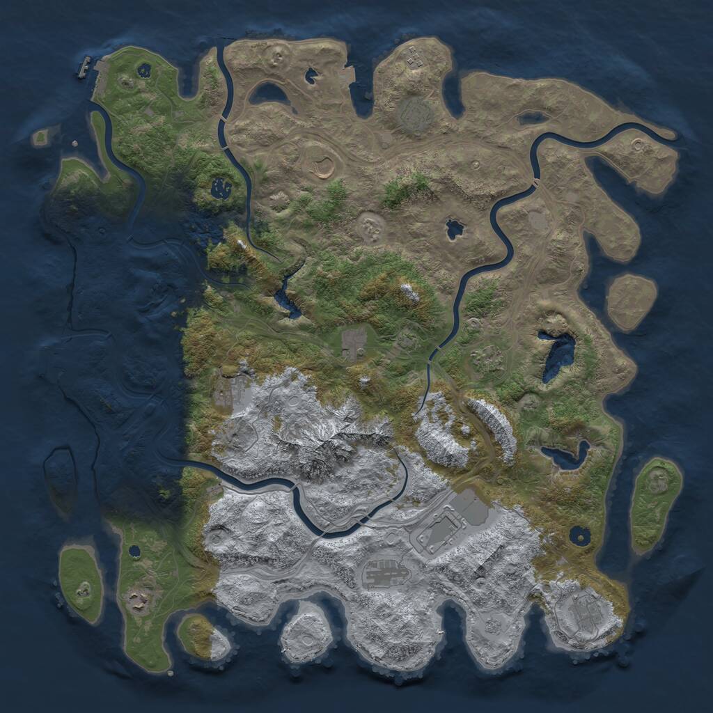 Rust Map: Procedural Map, Size: 5000, Seed: 468213, 17 Monuments