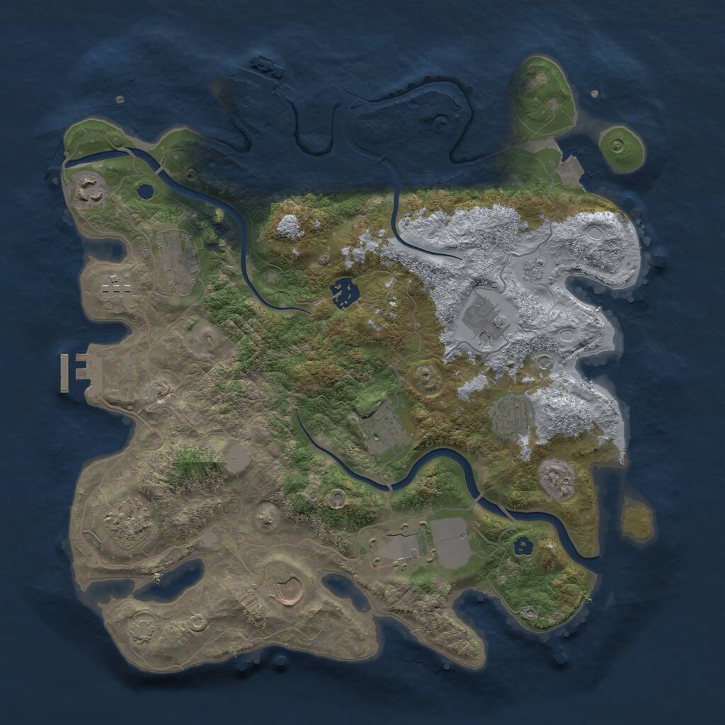 Rust Map: Procedural Map, Size: 3750, Seed: 639246, 16 Monuments