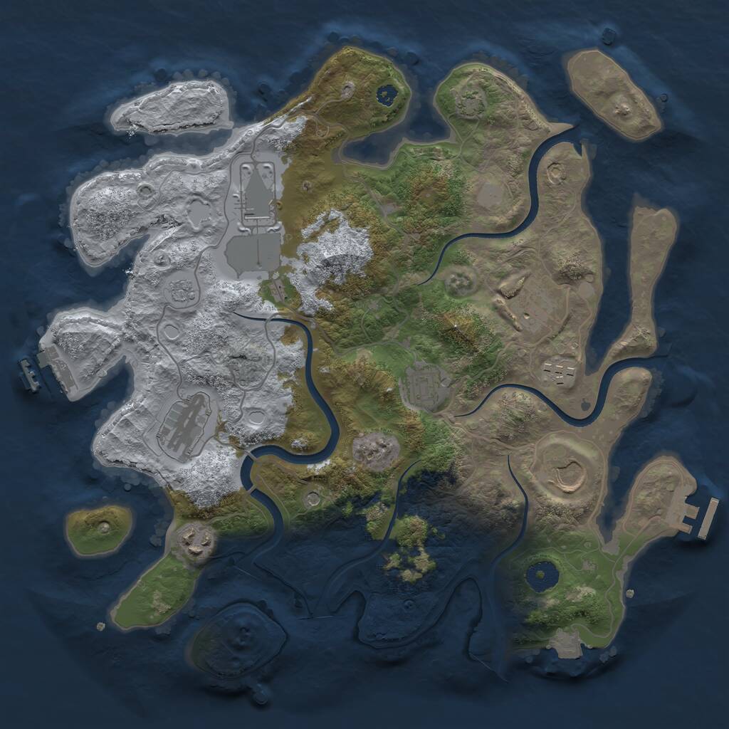 Rust Map: Procedural Map, Size: 3500, Seed: 1001802183, 13 Monuments