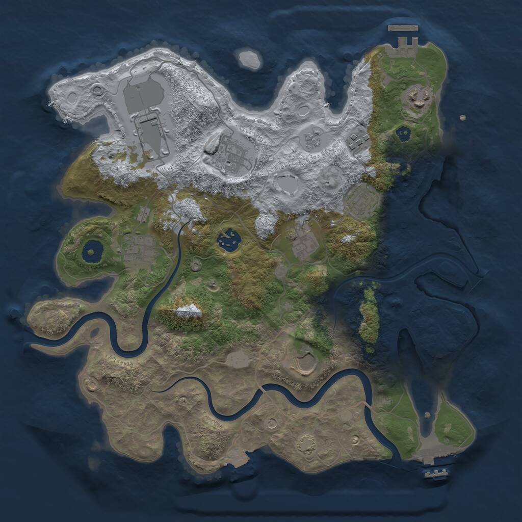 Rust Map: Procedural Map, Size: 3500, Seed: 1108873231, 15 Monuments