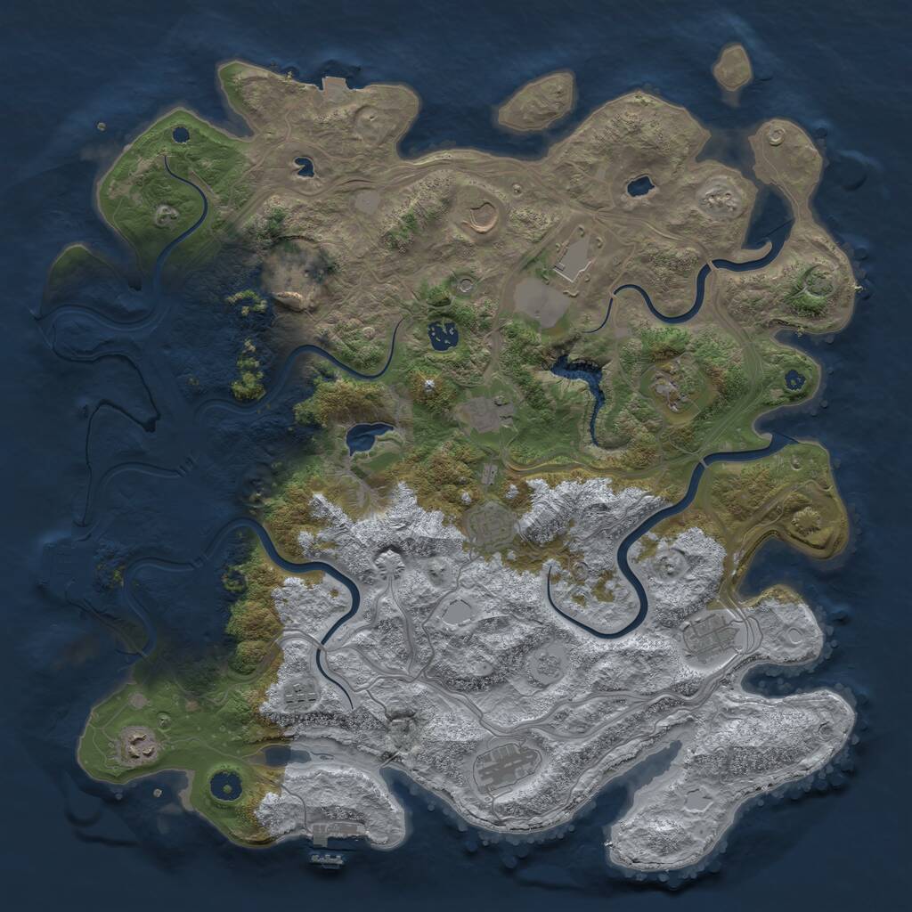 Rust Map: Procedural Map, Size: 4500, Seed: 58132, 17 Monuments