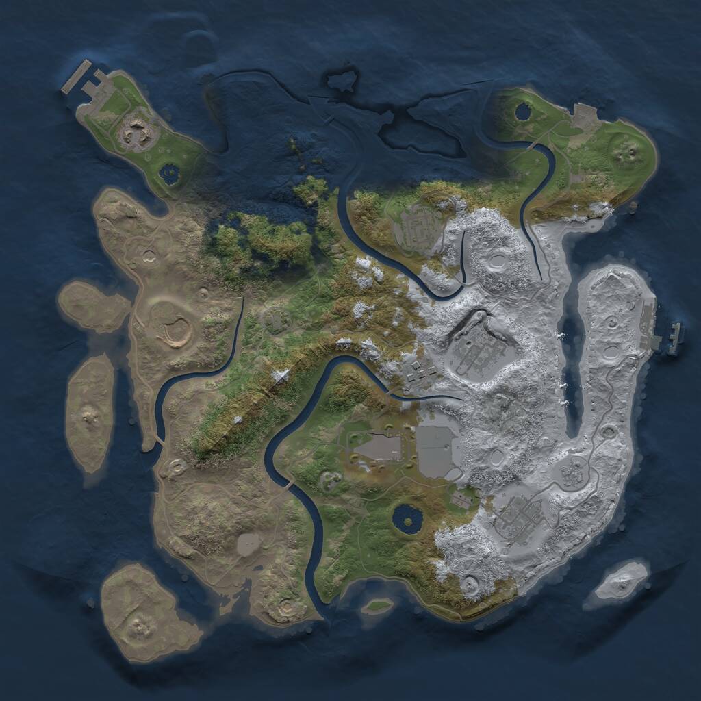 Rust Map: Procedural Map, Size: 3500, Seed: 675576, 13 Monuments
