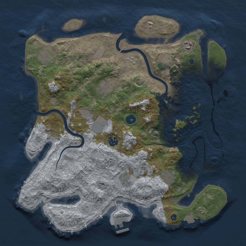 Rust Map: Procedural Map, Size: 3850, Seed: 654644, 14 Monuments