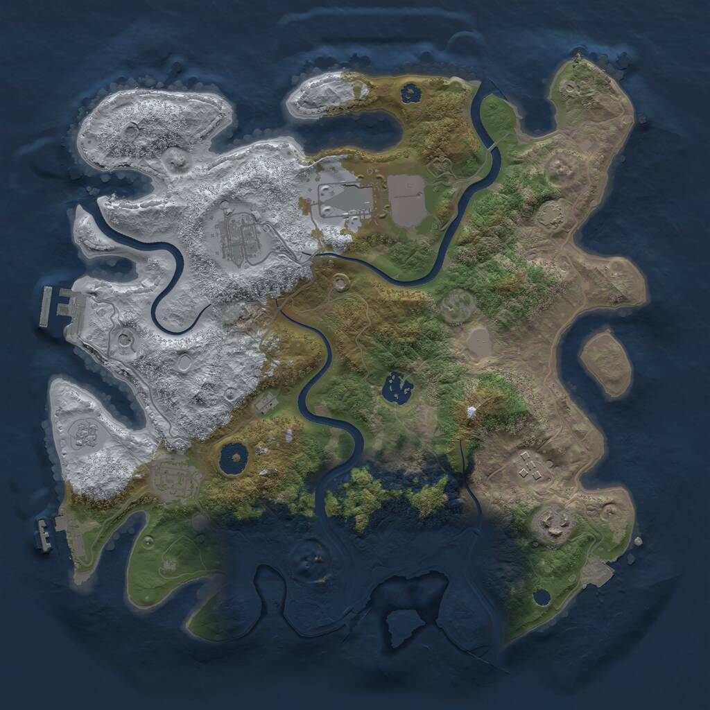 Rust Map: Procedural Map, Size: 3500, Seed: 1383406973, 12 Monuments