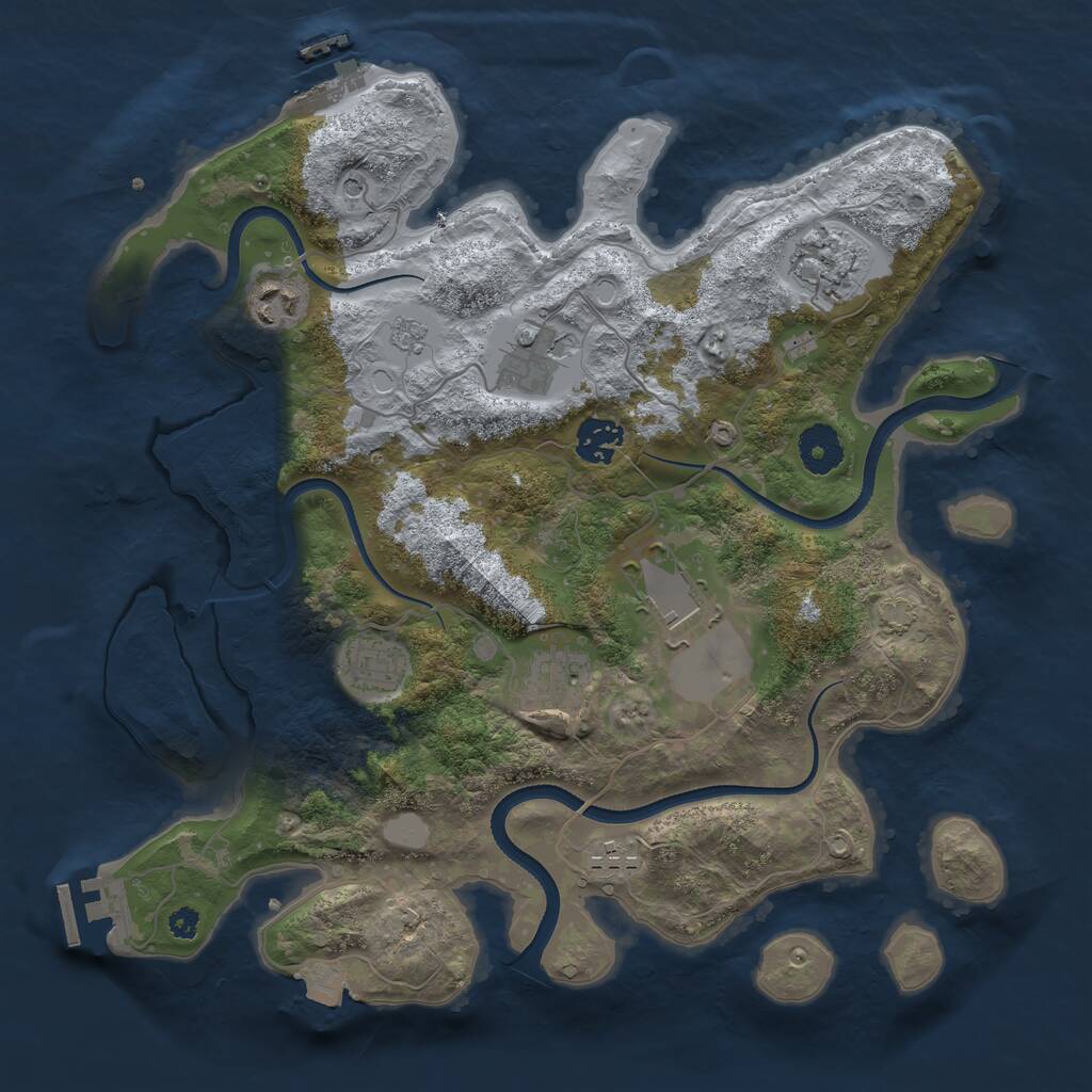 Rust Map: Procedural Map, Size: 3500, Seed: 528587838, 14 Monuments