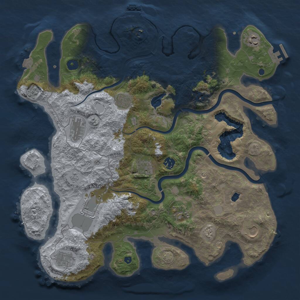 Rust Map: Procedural Map, Size: 4000, Seed: 108576, 16 Monuments