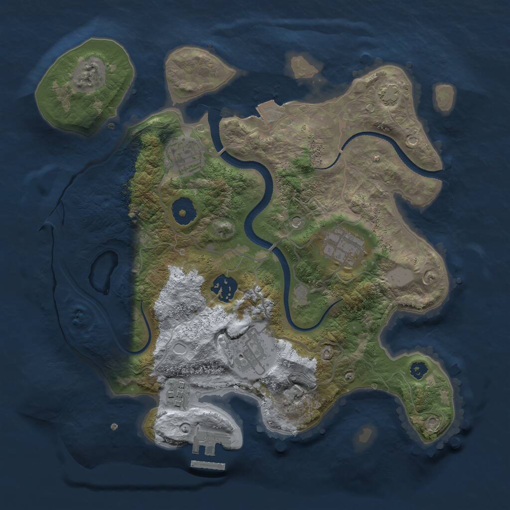 Rust Map: Procedural Map, Size: 3000, Seed: 30447, 9 Monuments