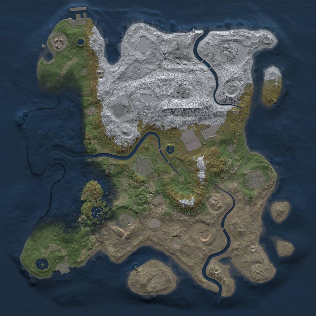 Rust Map: Procedural Map, Size: 3850, Seed: 608114, 16 Monuments