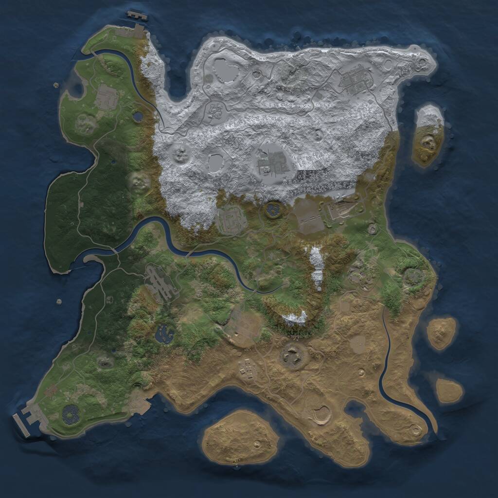 Rust Map: Procedural Map, Size: 3850, Seed: 608114, 19 Monuments