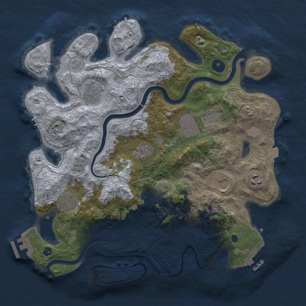 Rust Map: Procedural Map, Size: 3500, Seed: 218403, 13 Monuments