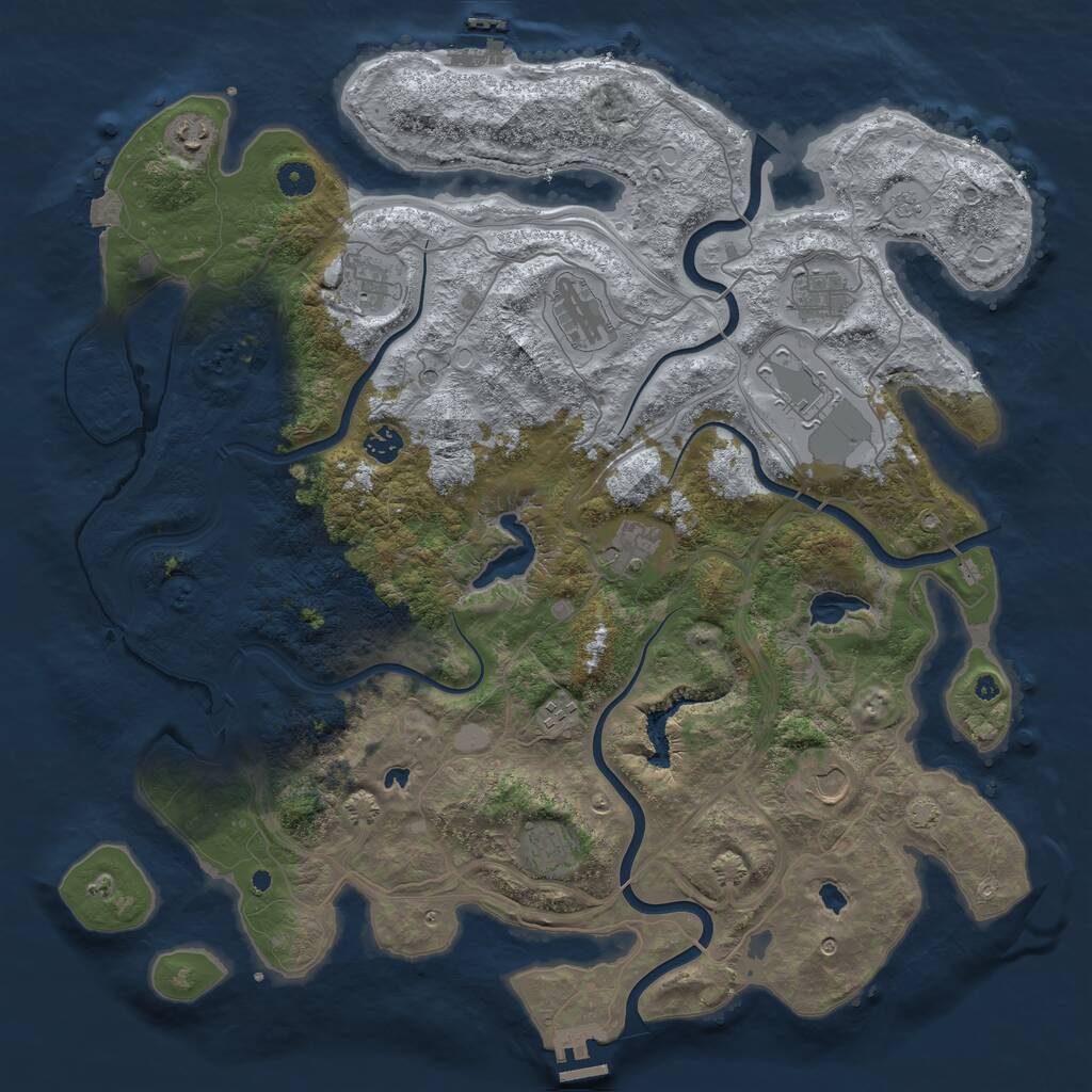 Rust Map: Procedural Map, Size: 4500, Seed: 554923, 16 Monuments