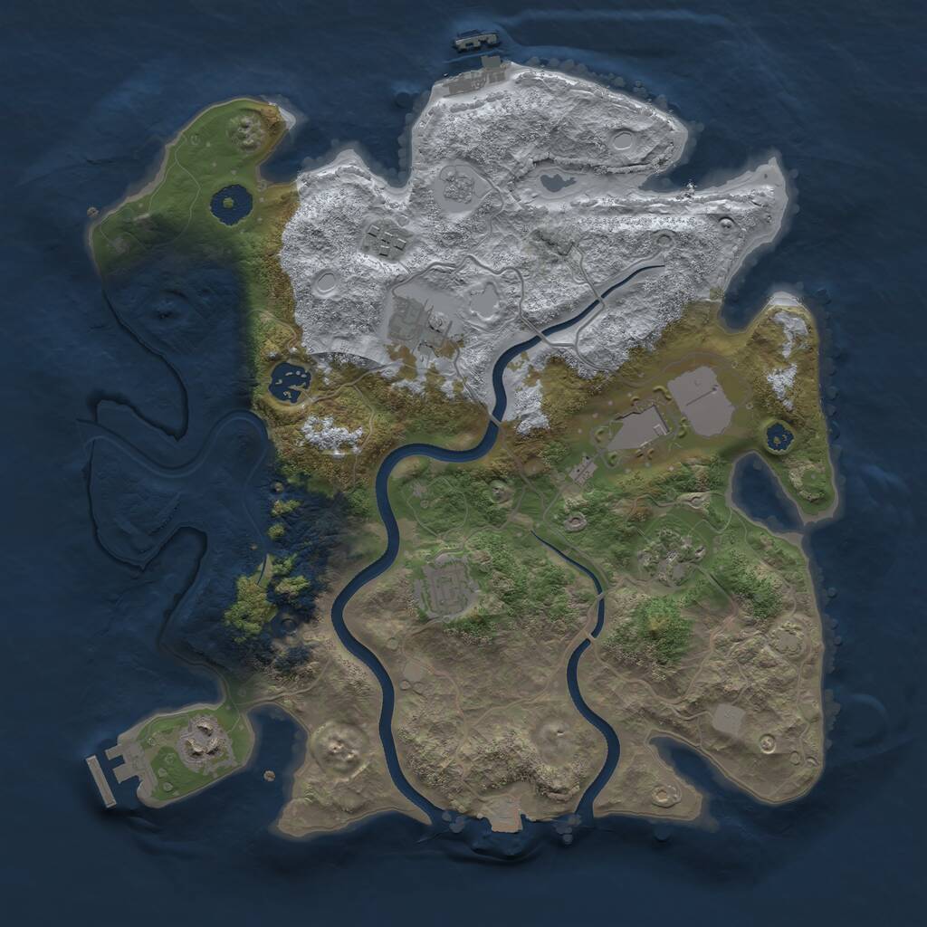 Rust Map: Procedural Map, Size: 3500, Seed: 298989, 13 Monuments