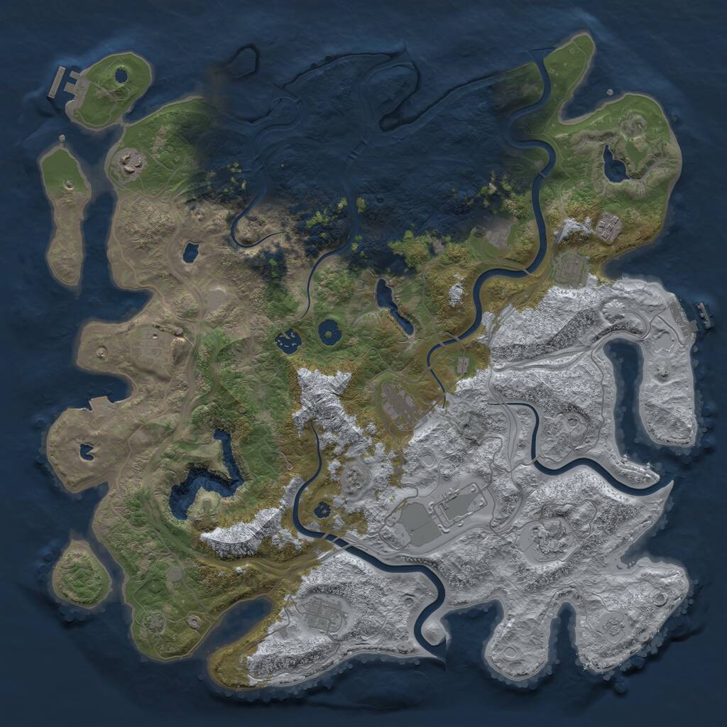 Rust Map: Procedural Map, Size: 4500, Seed: 722032, 16 Monuments