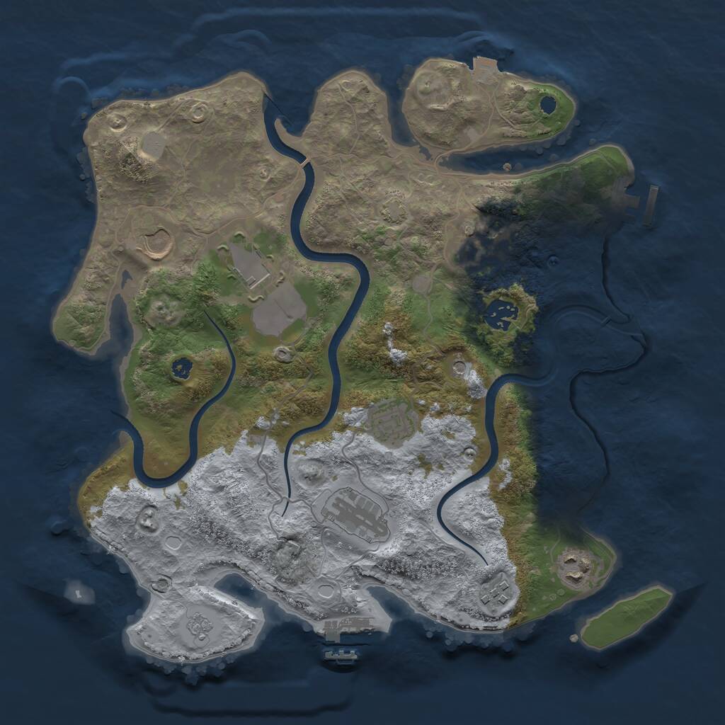 Rust Map: Procedural Map, Size: 3500, Seed: 143323, 14 Monuments