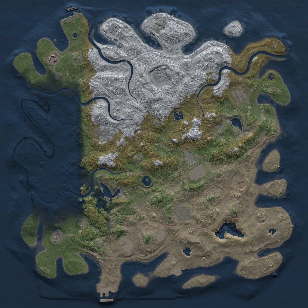 Rust Map: Procedural Map, Size: 4750, Seed: 339361, 16 Monuments