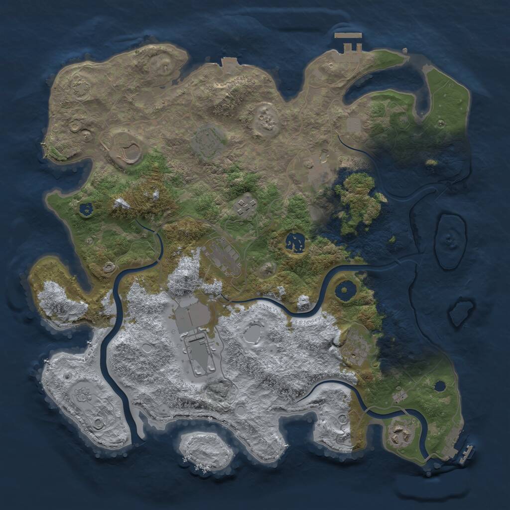 Rust Map: Procedural Map, Size: 3750, Seed: 654223, 15 Monuments