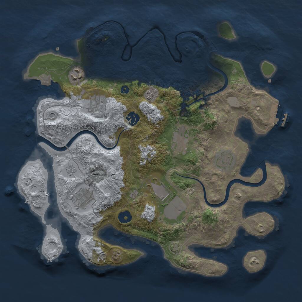 Rust Map: Procedural Map, Size: 3500, Seed: 251071117, 13 Monuments