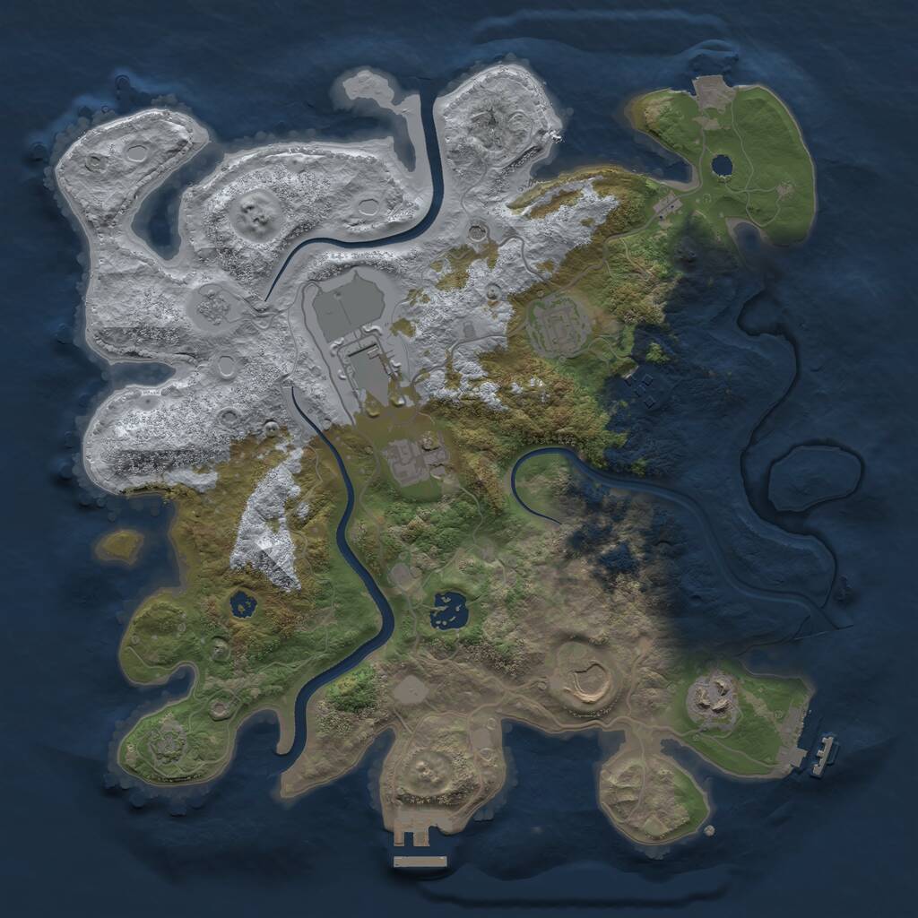 Rust Map: Procedural Map, Size: 3500, Seed: 891871977, 13 Monuments