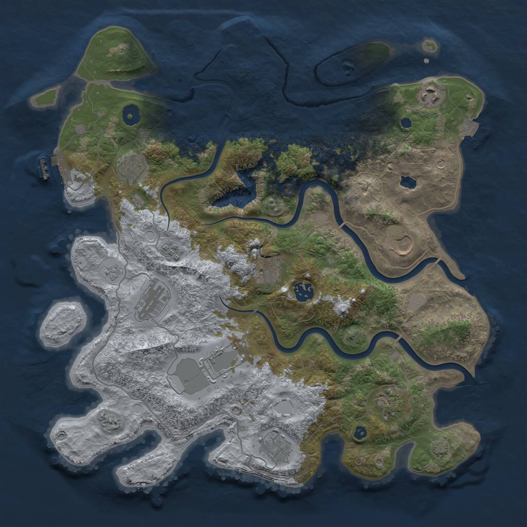 Rust Map: Procedural Map, Size: 4000, Seed: 502526, 16 Monuments