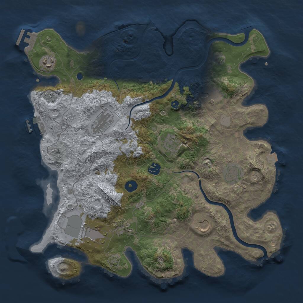 Rust Map: Procedural Map, Size: 3750, Seed: 527959, 16 Monuments