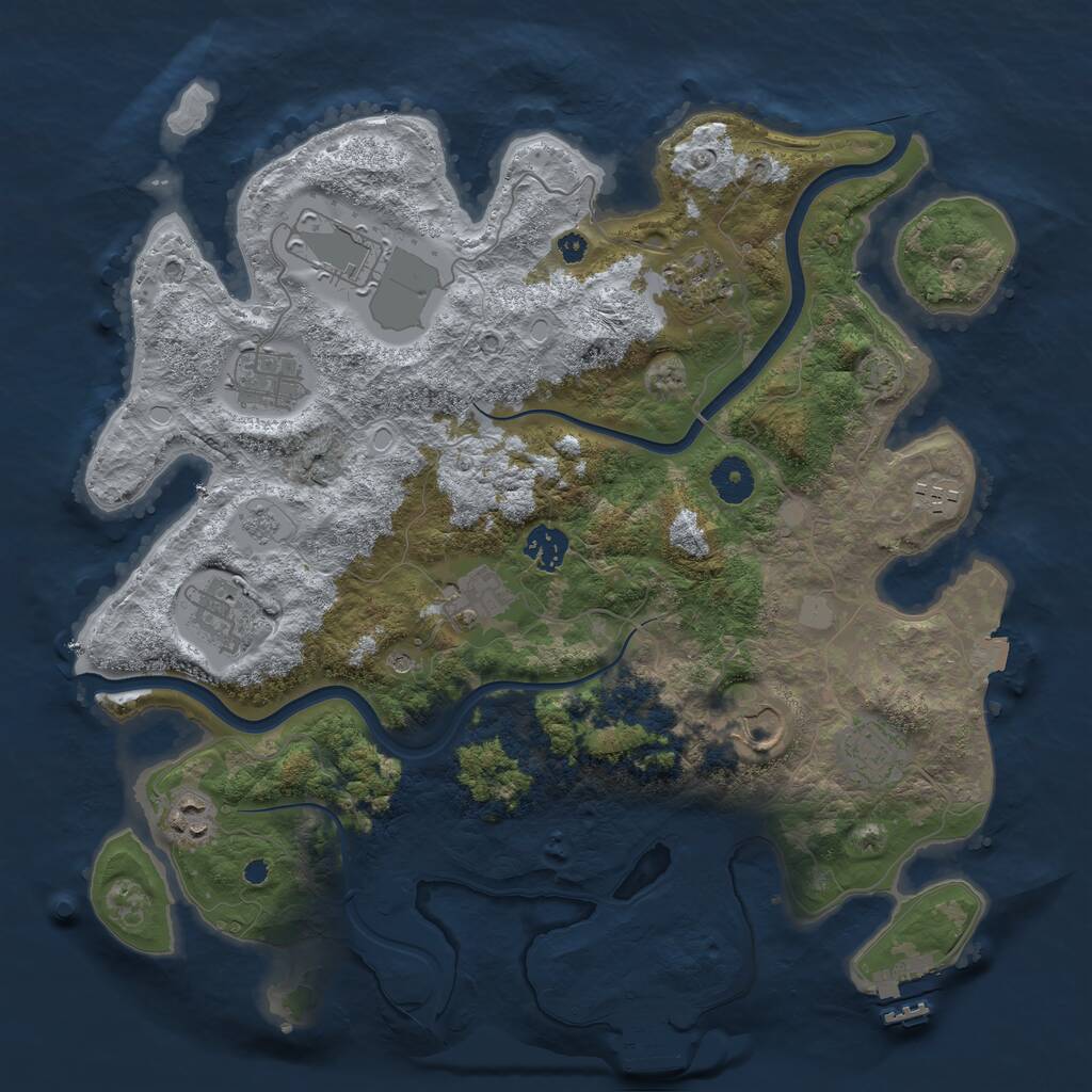 Rust Map: Procedural Map, Size: 3750, Seed: 395930, 16 Monuments