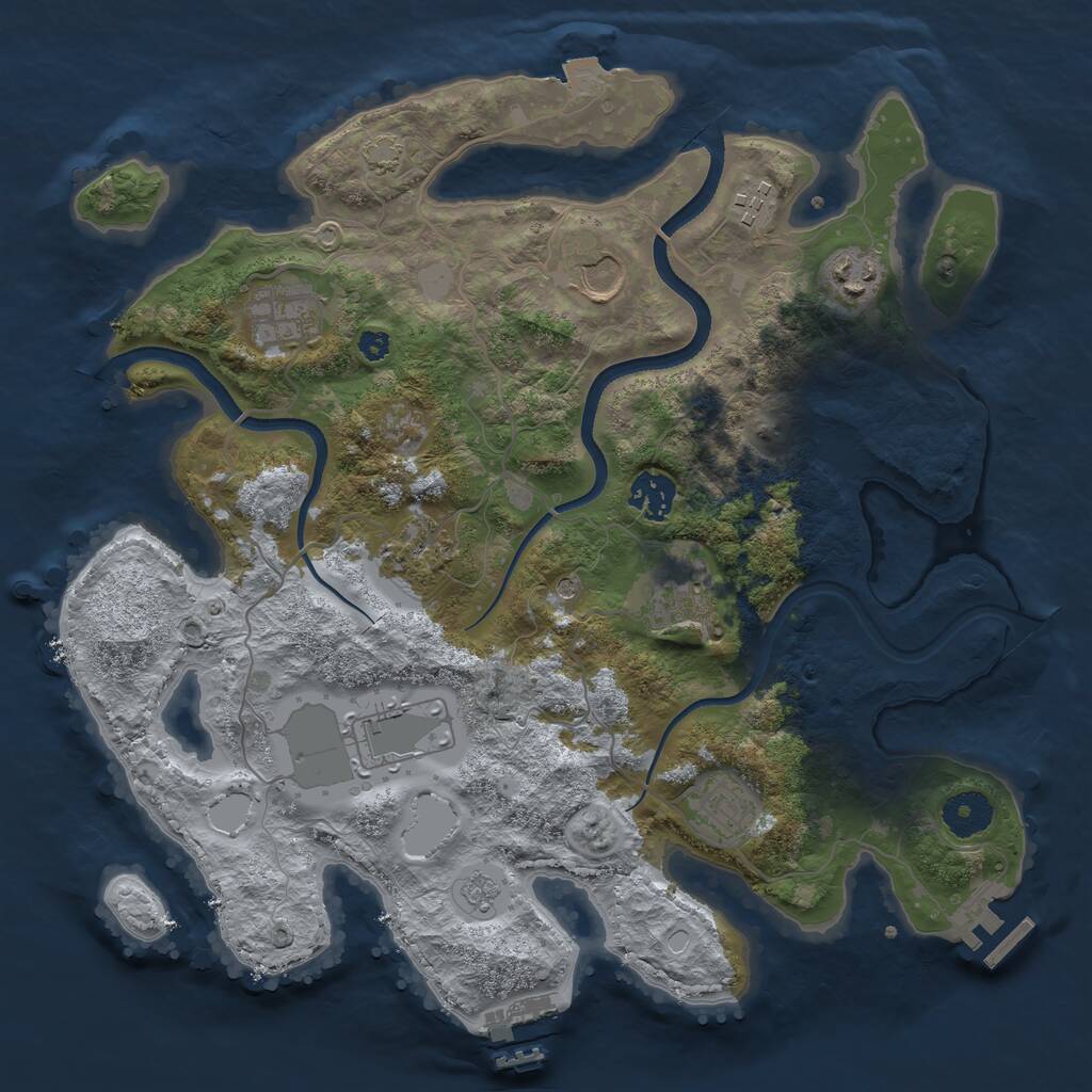 Rust Map: Procedural Map, Size: 3500, Seed: 875055, 15 Monuments
