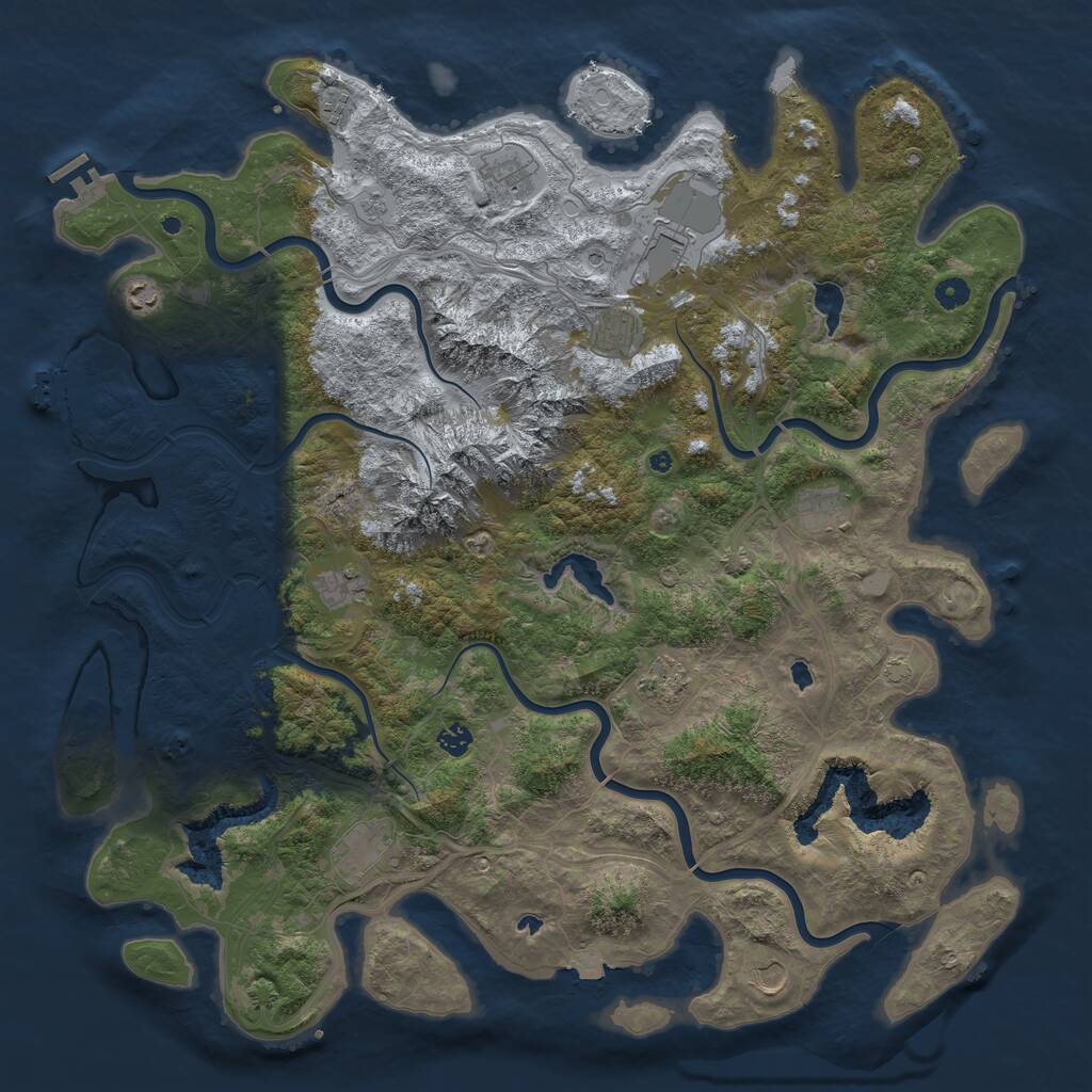 Rust Map: Procedural Map, Size: 5000, Seed: 394950, 17 Monuments