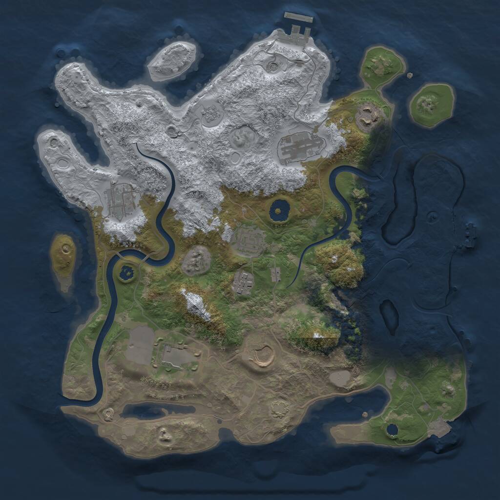 Rust Map: Procedural Map, Size: 3500, Seed: 609198233, 13 Monuments