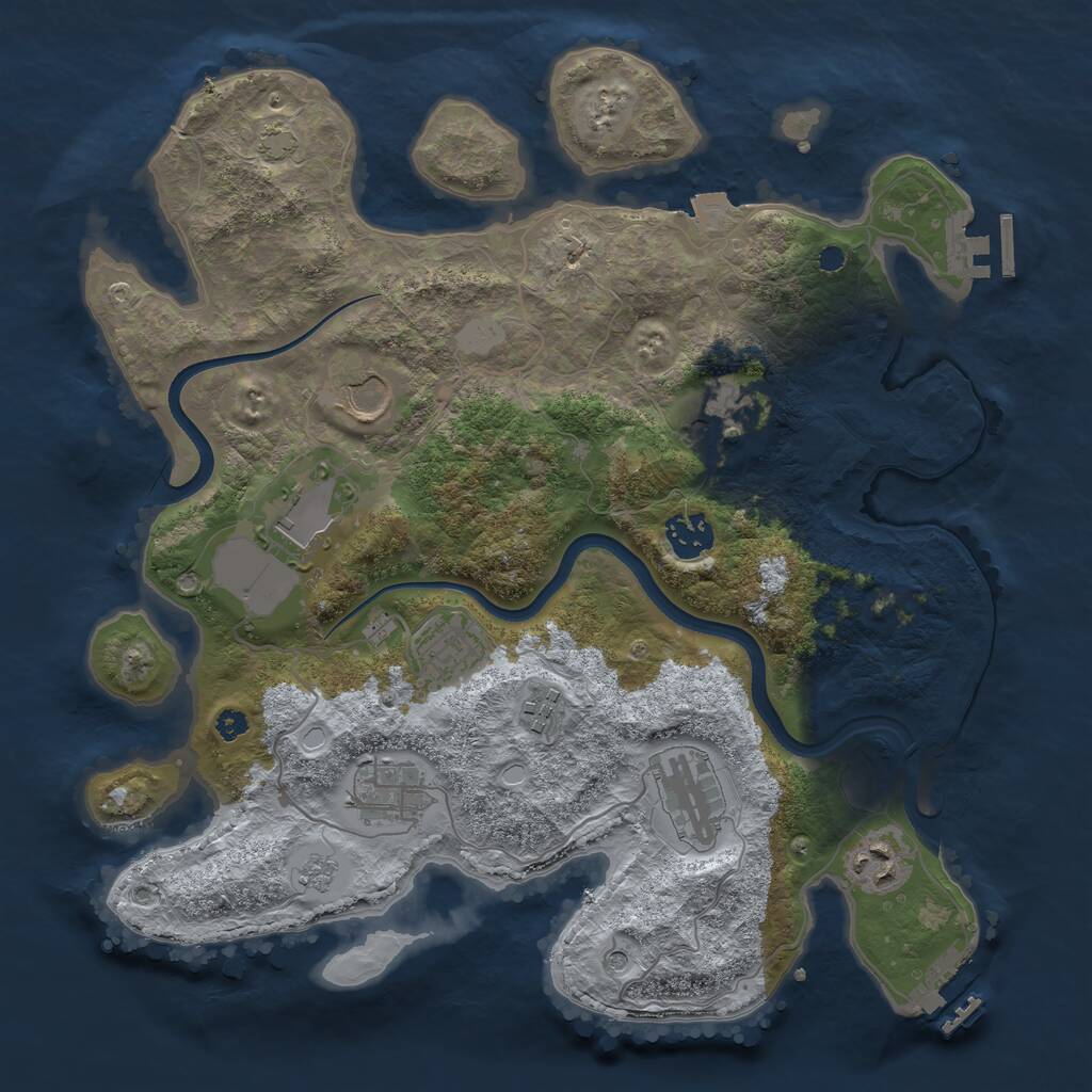 Rust Map: Procedural Map, Size: 3500, Seed: 695596, 15 Monuments