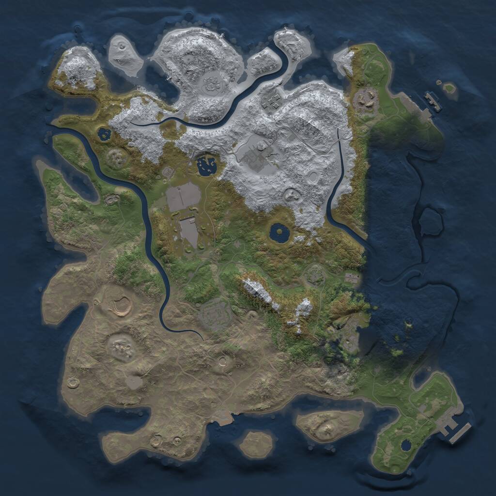 Rust Map: Procedural Map, Size: 3750, Seed: 910074, 14 Monuments
