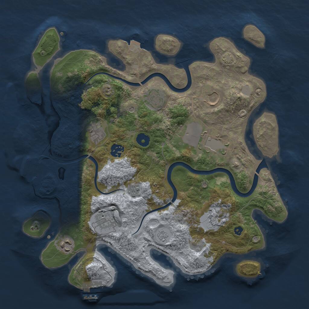 Rust Map: Procedural Map, Size: 3500, Seed: 721284306, 15 Monuments