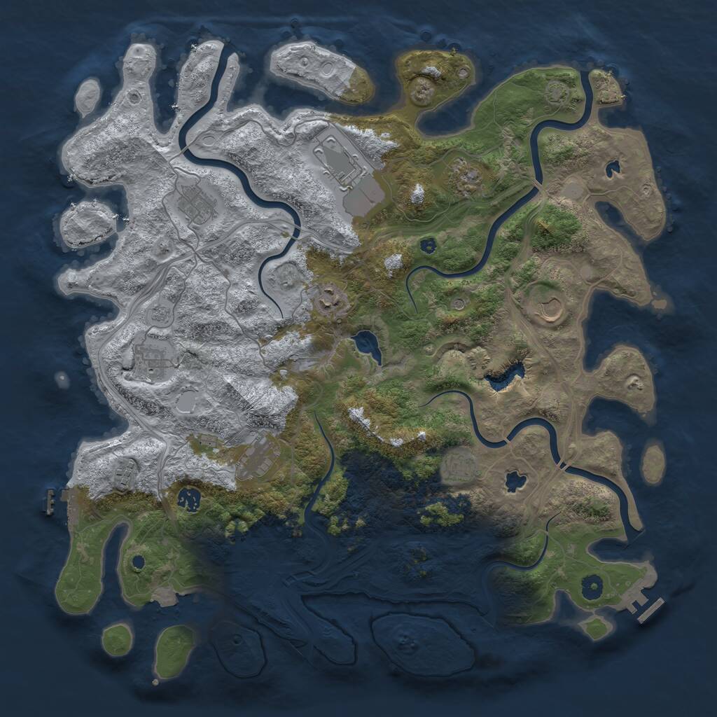 Rust Map: Procedural Map, Size: 4500, Seed: 977140, 16 Monuments