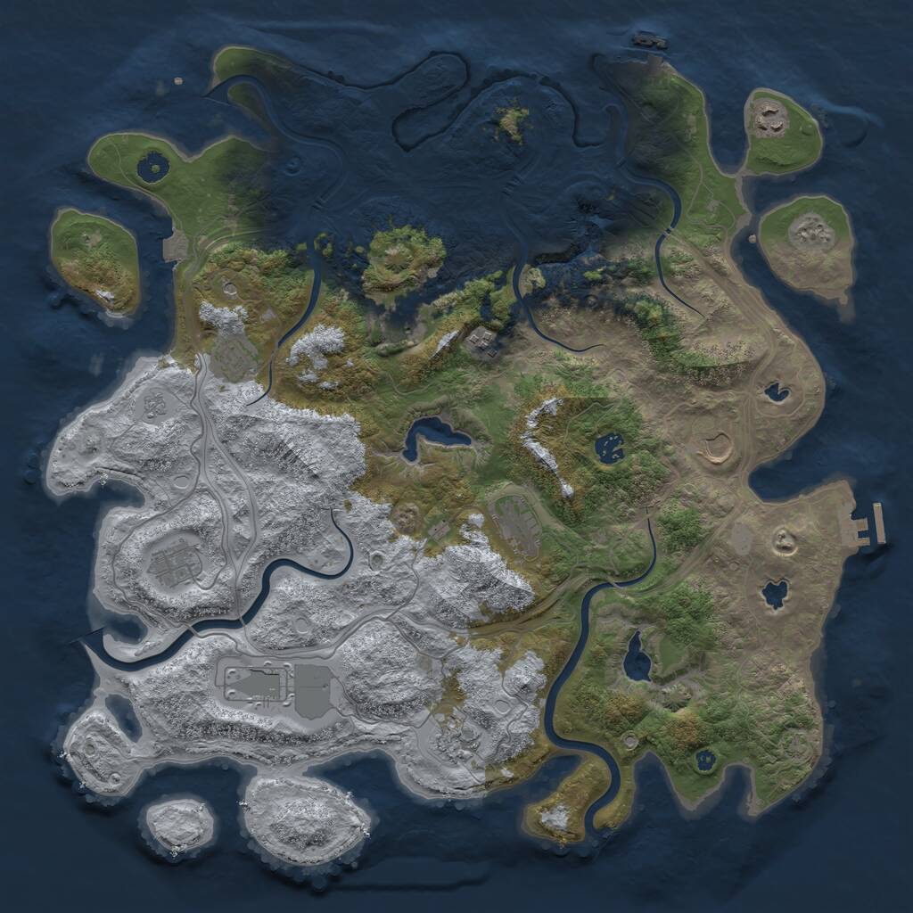 Rust Map: Procedural Map, Size: 4500, Seed: 441921, 16 Monuments