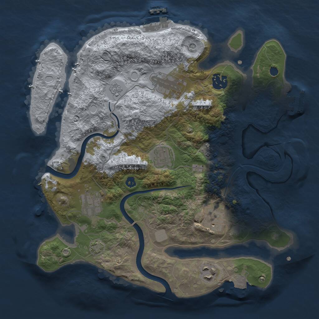 Rust Map: Procedural Map, Size: 3000, Seed: 543179553, 13 Monuments