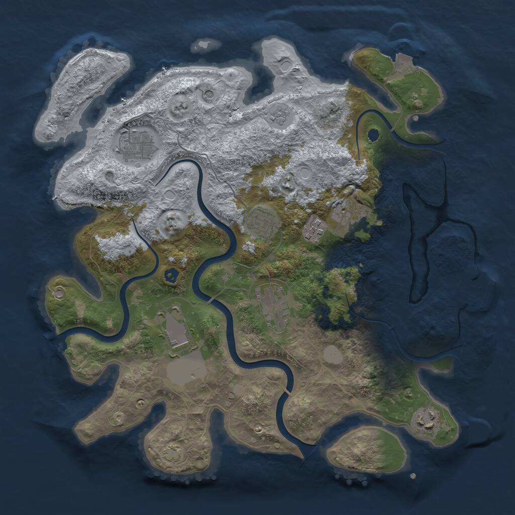 Rust Map: Procedural Map, Size: 3500, Seed: 813426, 12 Monuments