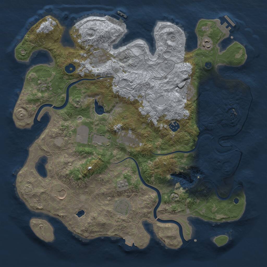 Rust Map: Procedural Map, Size: 4000, Seed: 634126721, 16 Monuments