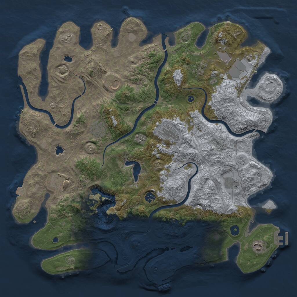 Rust Map: Procedural Map, Size: 4500, Seed: 248589, 16 Monuments